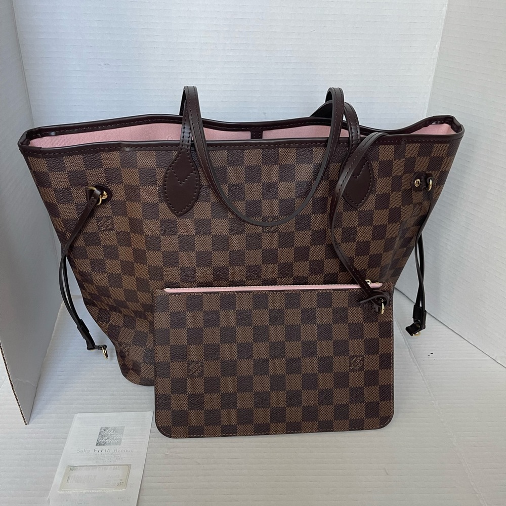NWOT Louis Vuitton Neverfull Damien Ebene / ballerina pink w Pouch!